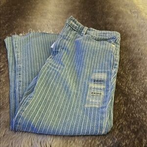 Loft | Striped Blue Jeans | high rise |The Kick Crop cut